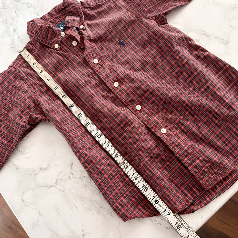 Ralph Lauren Cotton Long Sleeve Plaid Red Button Down Shirt Kids Size 4